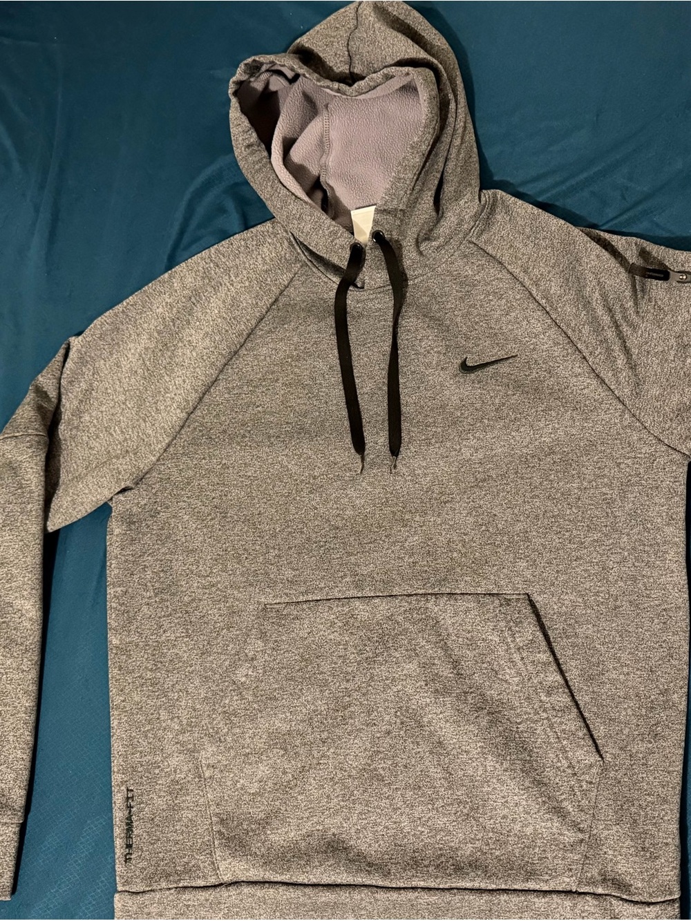 Nike Heather Gray Pullover Hoodie with Black Accents